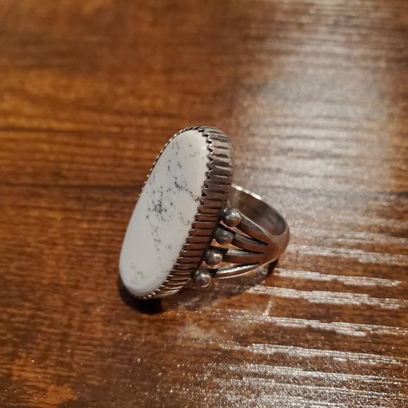 Jewelry - Navajo Handmade White Buffalo Turquoise Sterling Silver Ring